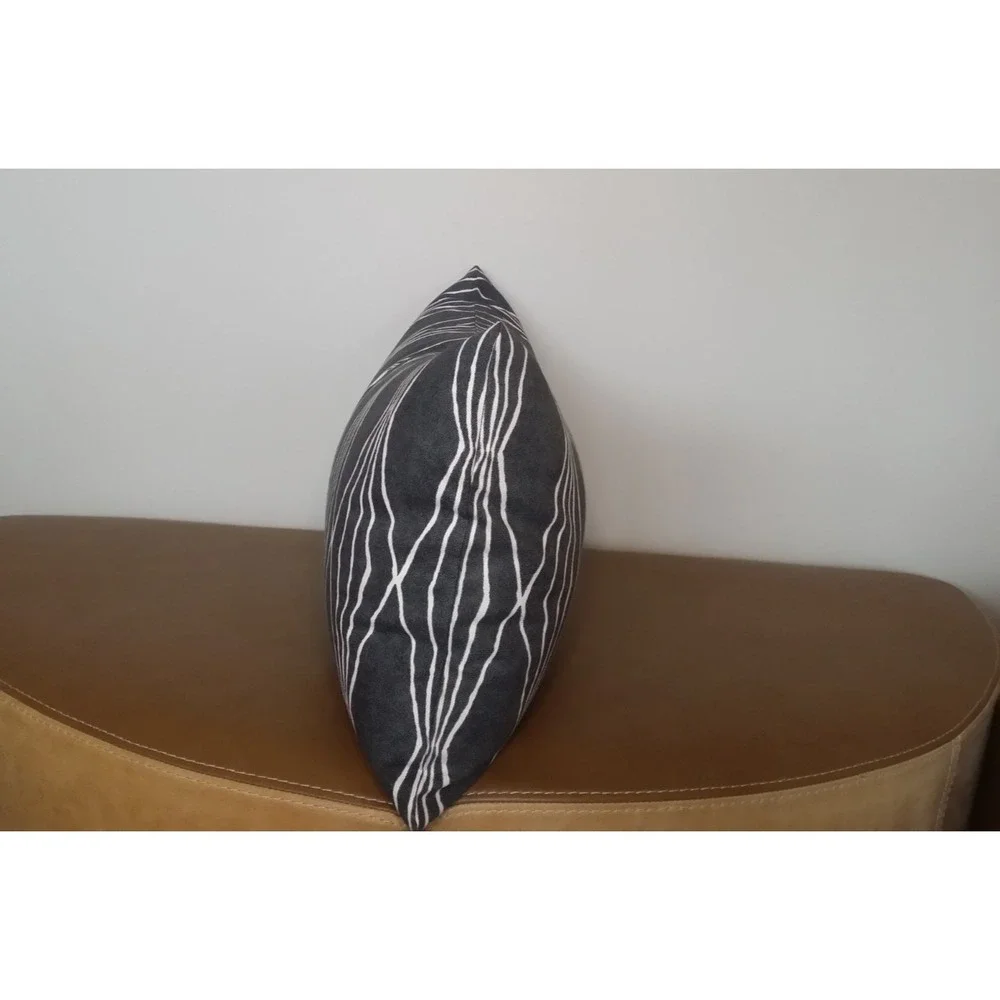 R. Allen Lumbar 14X24 Throw Pillow Cover Charcoal Gray Handcut Shapes Zipper NEW